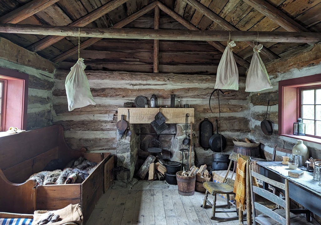 Lang Pioneer Village inside log cabin