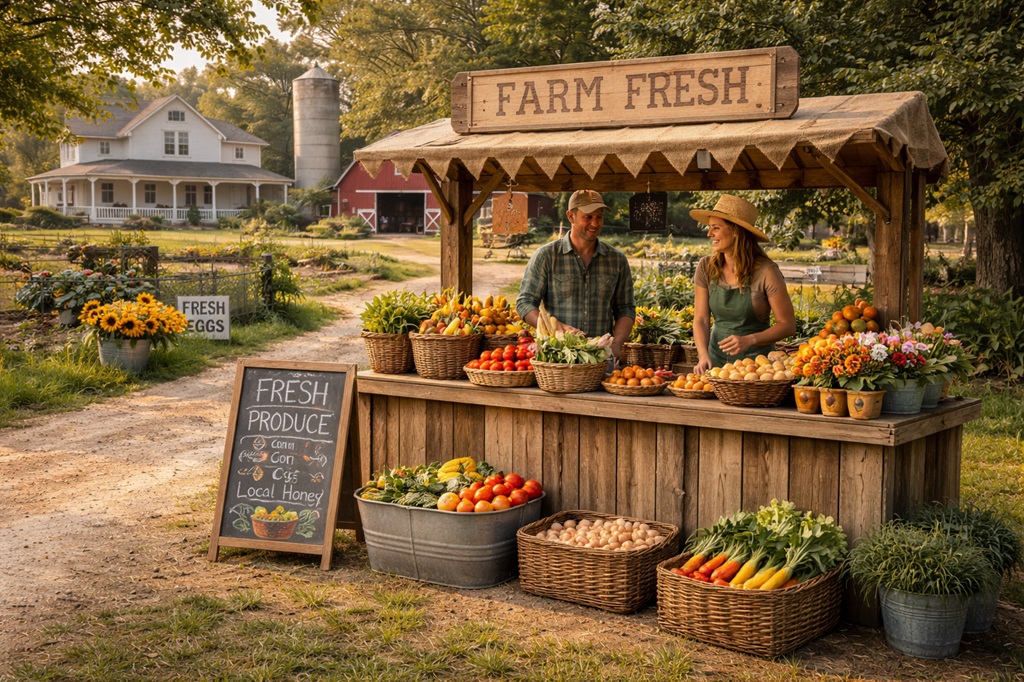 Small farm with a Farm Market Stand